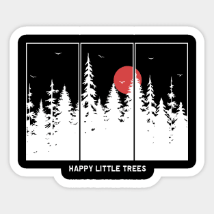 Vintage Retro Style Pine Trees Sunset Happy Little Tree Sticker